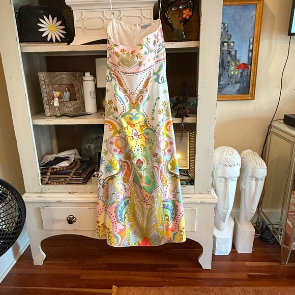 Antonio Melani Lucia Printed Satin Strapless Dress nwt sz 6 - Picture 6 of 7